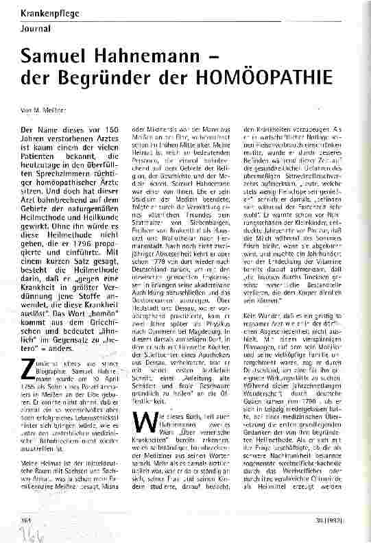 Vorschauseite 1: Samuel Hahnemann - der Begründer der Homöopathie