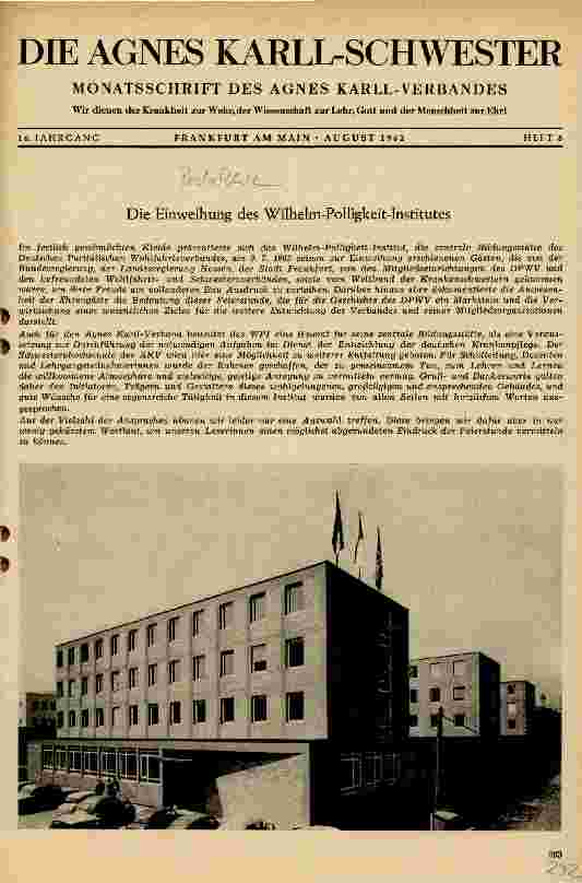 Vorschauseite 1: Die Einweihung des Wilhelm-Polligkeit-Instituts