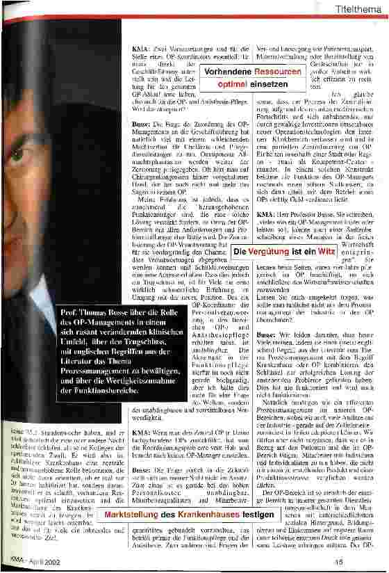 Vorschauseite 2: Gesunde Portion an Unnachgiebigkeit und Härte OP-Manager im Härtetest