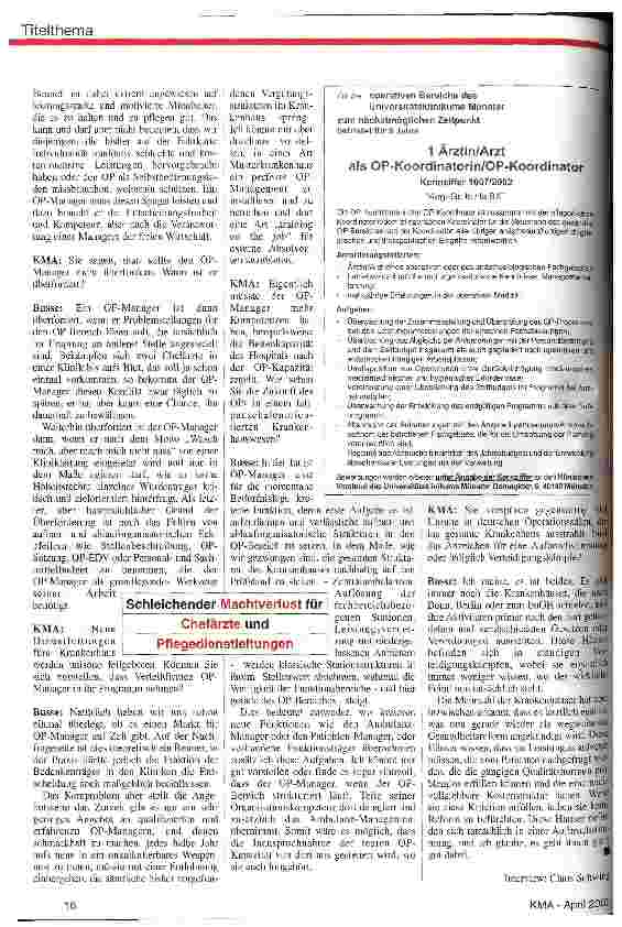 Vorschauseite 3: Gesunde Portion an Unnachgiebigkeit und Härte OP-Manager im Härtetest