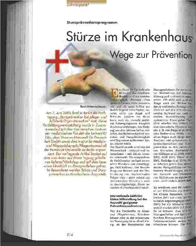 Vorschauseite 1: Stürze im Krankenhaus Wege zur Prävention