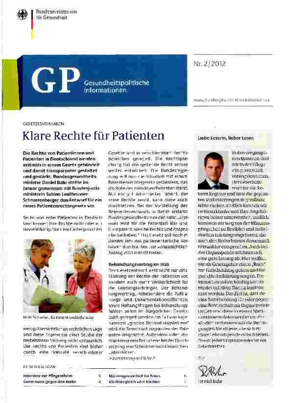 Vorschauseite 1: Klare Rechte für Patienten