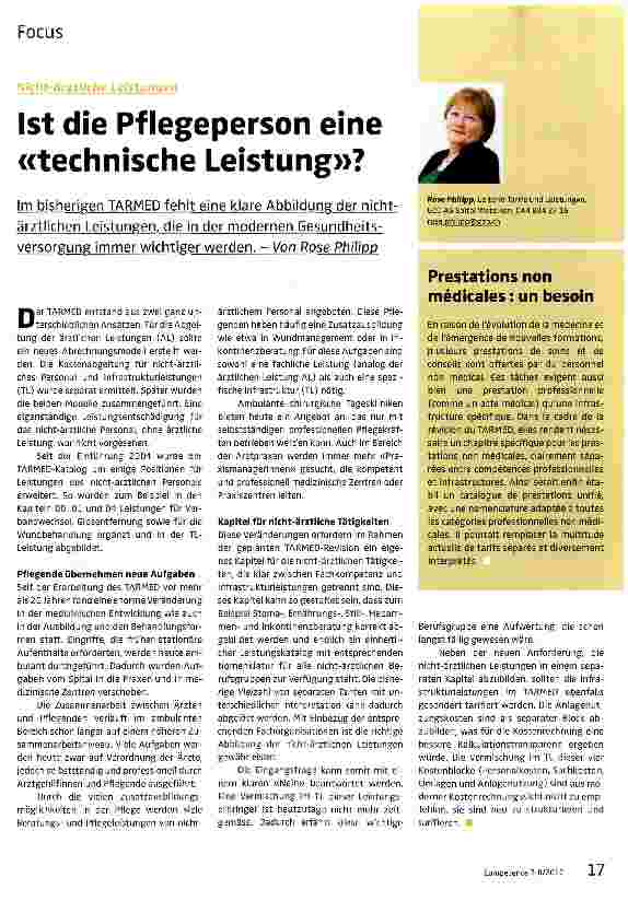 Vorschauseite 1: Ist die Pflegeperson eine «technische Leistung»?