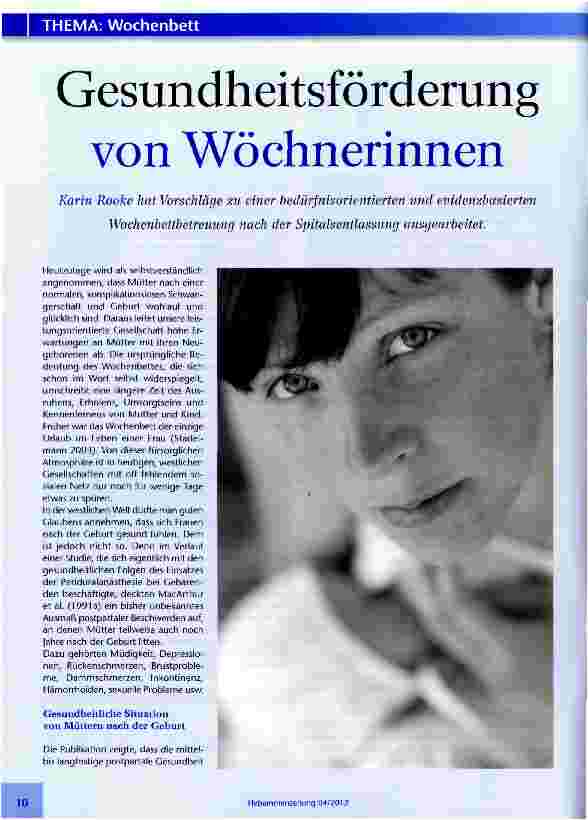 Vorschauseite 1: Gesundheitsförderun von Wöchnerinnen