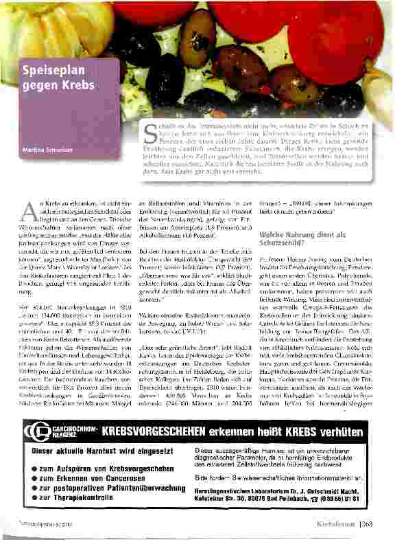Vorschauseite 1: Speiseplan gegen Krebs