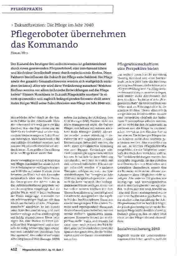 Vorschauseite 1: Pflegeroboter übernehmen das Kommando