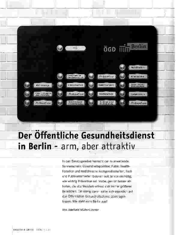 Vorschauseite 1: Der Öffentliche Gesundheitsdienst in Berlin - arm, aber attraktiv-