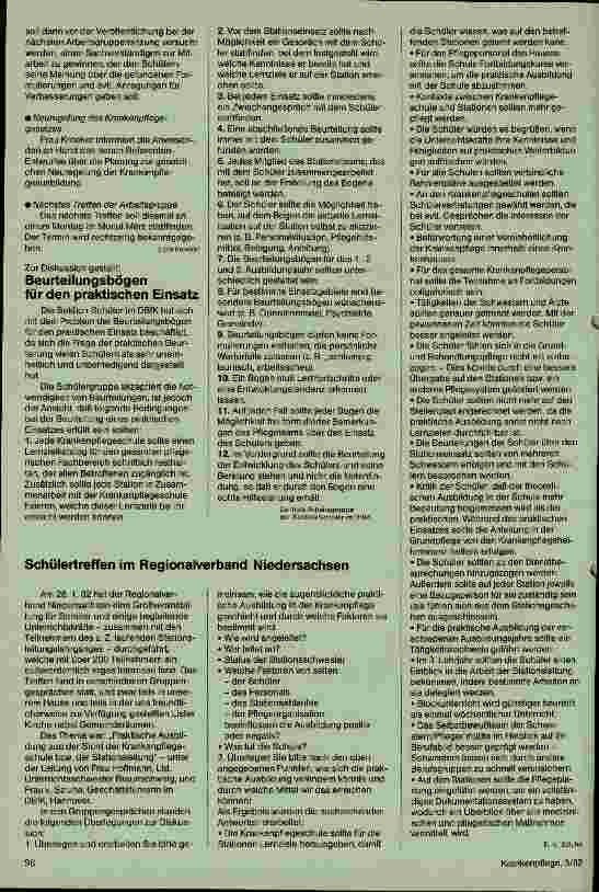 Vorschauseite 2: Ergebnisprotokoll in Auszügen des 10.Treffens der zentralen Arbeitsgruppe der Sektion Schüler im DBfk 29.01.82 Frankfurt/Main