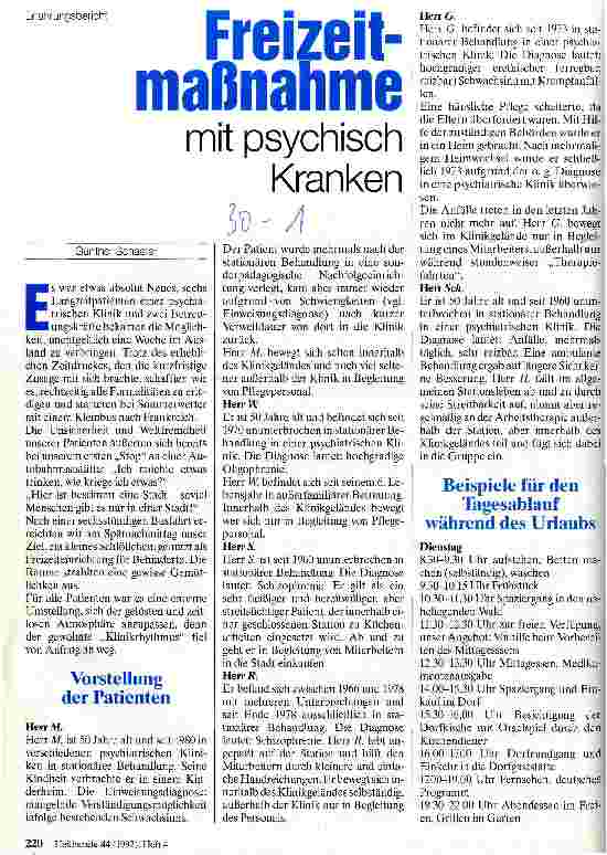 Vorschauseite 1: Freizeitmaßnahme mit psychisch Kranken
