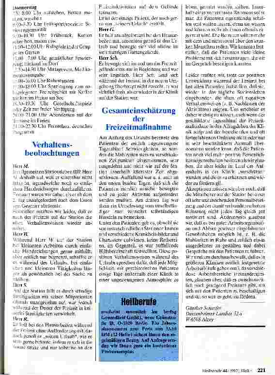 Vorschauseite 2: Freizeitmaßnahme mit psychisch Kranken