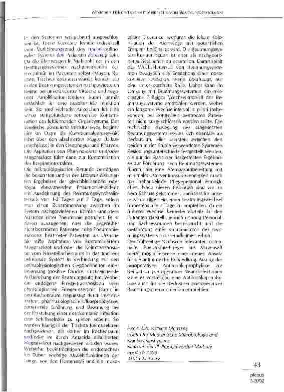 Vorschauseite 3: Mikrobielle Kontaminationskinetik von Beatmungssystemen auf einer chirurgischen Intensivstation