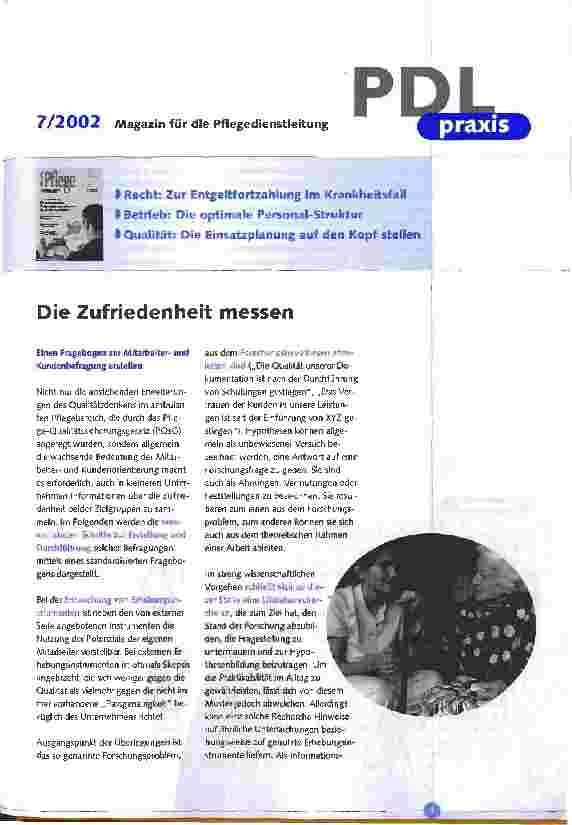Vorschauseite 1: PDL praxis, Magazin für die Pflegedienstleitung