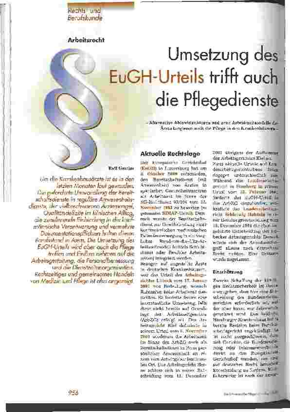 Vorschauseite 1: Umsetzung des EuGH-Urteils trifft auch die Pflegedienste