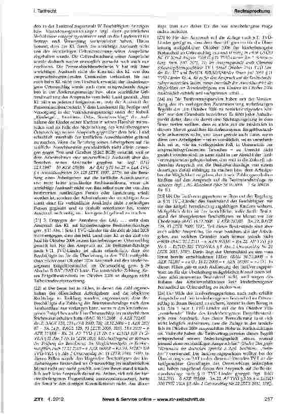 Vorschauseite 3: Besitzstandszulage nach §11 TVÜ-Länder -Ausschlussfrist - Wegfall bei Beschäftigung des kindergeldberechtigten Partners im öffentlichen Dienst TVÜ-Länder§11;TV-L§37