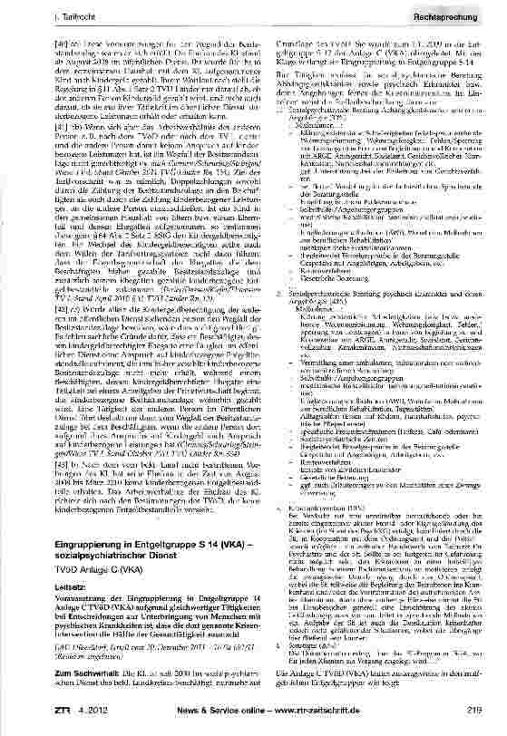 Vorschauseite 5: Besitzstandszulage nach §11 TVÜ-Länder -Ausschlussfrist - Wegfall bei Beschäftigung des kindergeldberechtigten Partners im öffentlichen Dienst TVÜ-Länder§11;TV-L§37