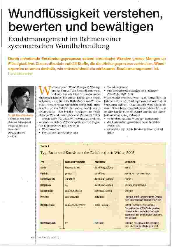 Vorschauseite 1: Wundflüssigkeit verstehen, bewerten und bewältigen