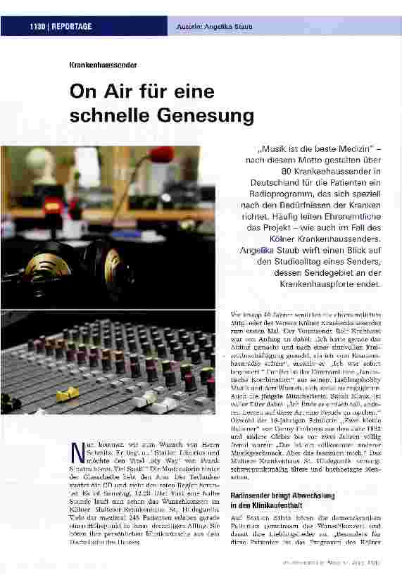 Vorschauseite 1: On Air für eine schnelle Genesung