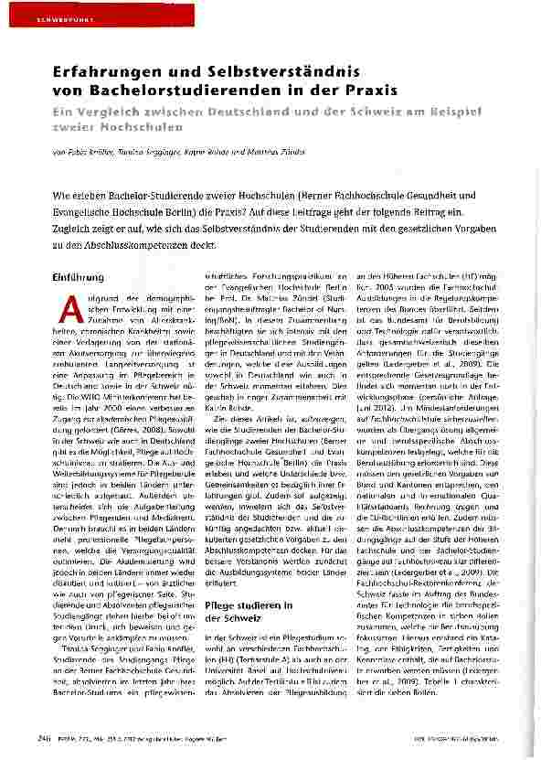 Vorschauseite 1: Erfahrungen und Selbstverständnis von Bachelorstudierenden in der Praxis