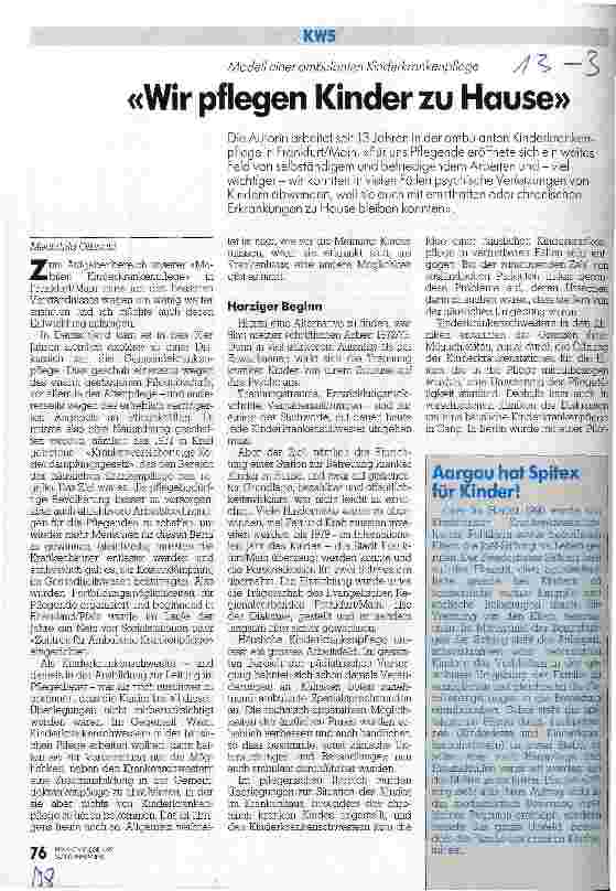 Vorschauseite 1: Wir pflegen Kinder zu Hause Modell einer ambulanten Kinderkrankenpflege