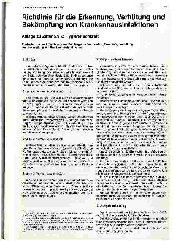 Vorschauseite 1: Richtlinien für die Erkennung, Verhütung und Bekämpfung von Krankenhausinfektionen