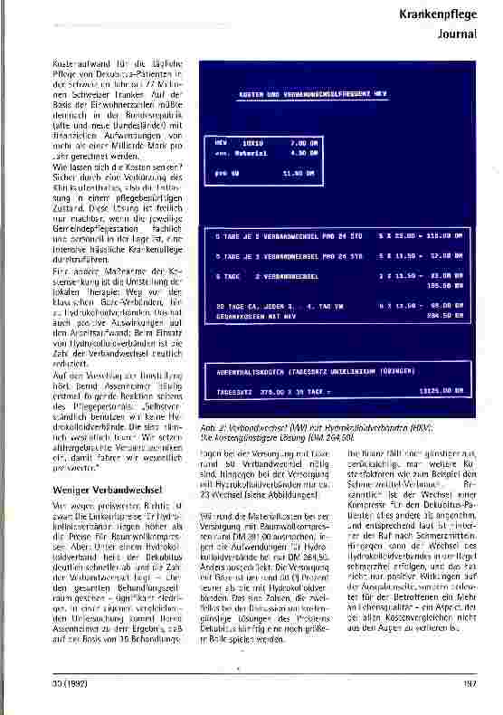 Vorschauseite 2: Kosteneffektivität bei Hydrokolloidverbänden im Vergleich zu konventionellen Verbänden