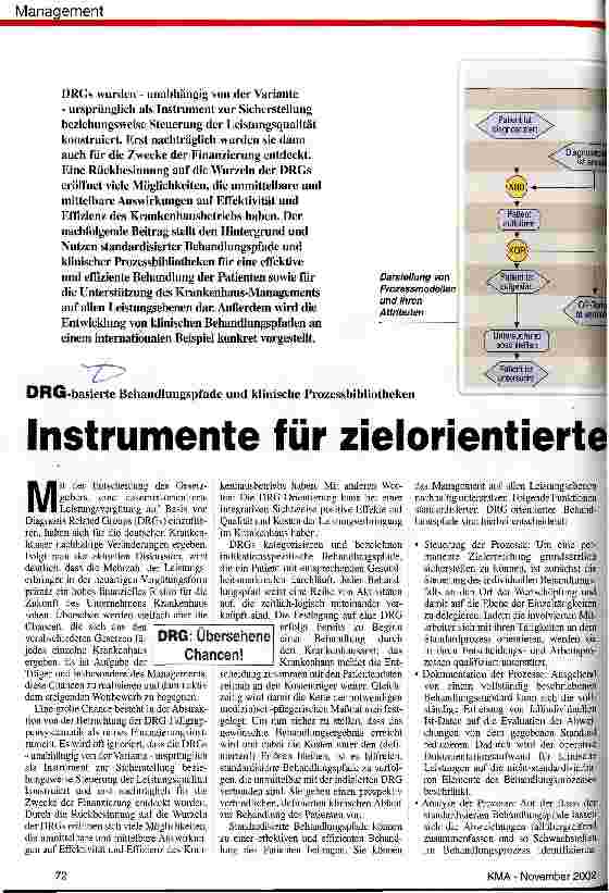 Vorschauseite 1: Instrumente für zielorientiertes Qualitätsmanagement DRG-basierte Behandlungspfade und klinische Prozessbibliotheken