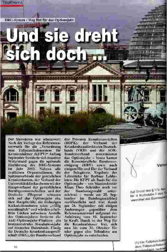 Vorschauseite 1: DRG-System: Und sie dreht sich doch...