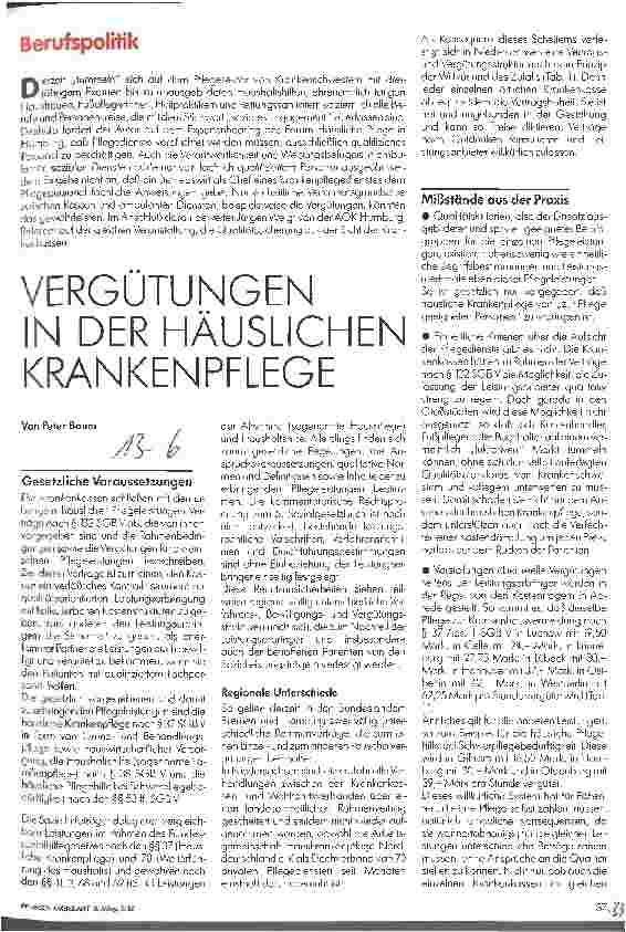 Vorschauseite 1: Vergütungen in der häuslichen Krankenpflege