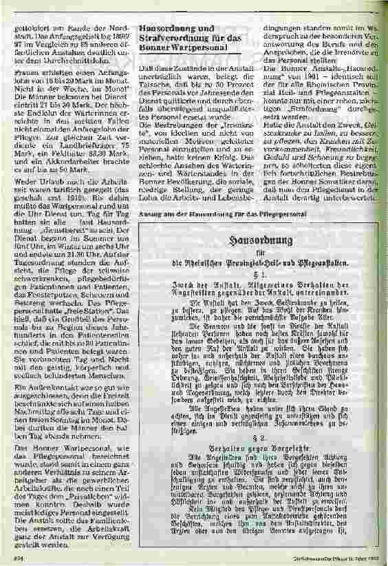 Vorschauseite 2: Freie Zeit gab es damals kaum - Leben und Arbeit der Irrenwärterinnen und -wärter in der Provinzial- Irrenanstalt Bonn 1882-1933