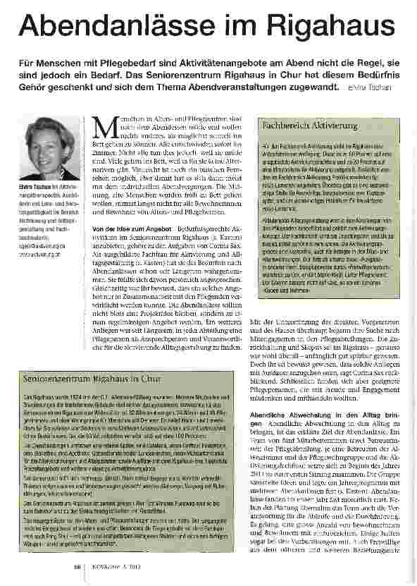 Vorschauseite 1: Abendanlässe im Rigahaus
