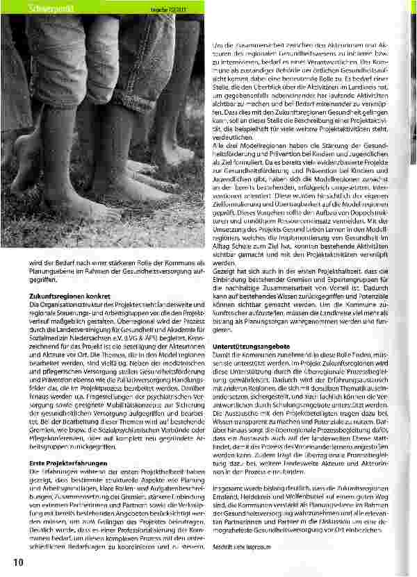 Vorschauseite 2: Zukunftsregionen Gesundheit - ein Beitrag zur Kommune der Zukunft?