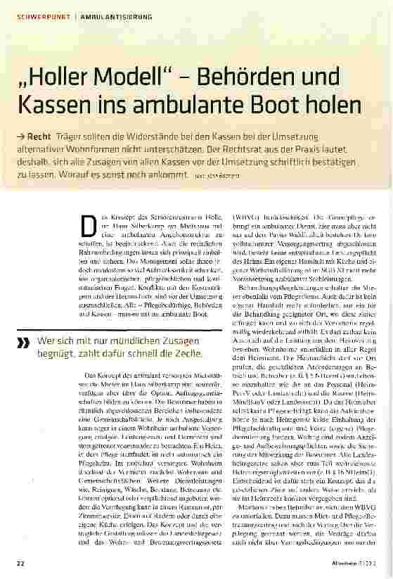 Vorschauseite 1: „Holler Modell - Behörden und Kassen ins ambulante Boot holen