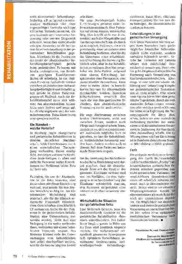 Vorschauseite 3: Noch Akut oder schon Reha? Geriatrische Rehabilitation in Klinik und Reha-Einrichtung greifen ineinander - ein Praxisbeispiel