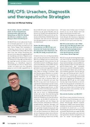 Vorschauseite 1: ME/CFS: Ursachen, Diagnostik und therapeutische Strategien Interview mit Michael Helbing