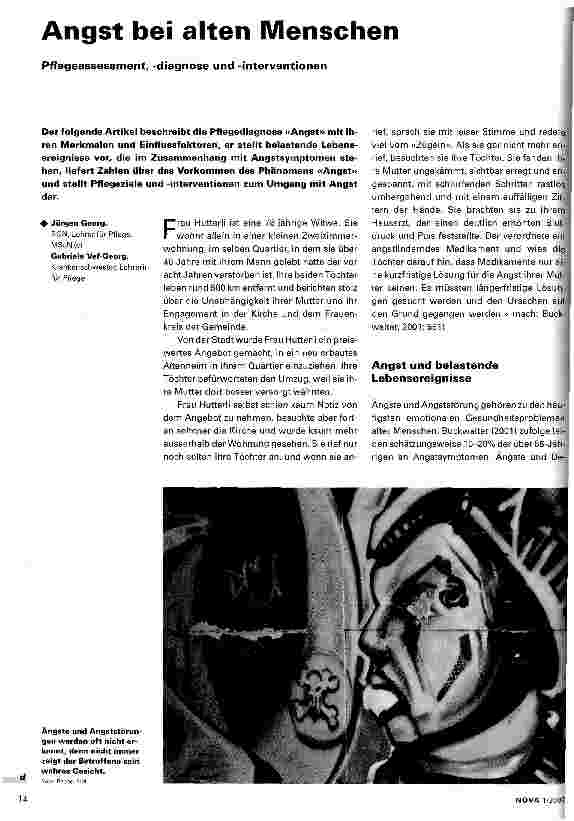 Vorschauseite 1: Angst bei alten Menschen Pflegeassessment, -diagnose und -interventionen