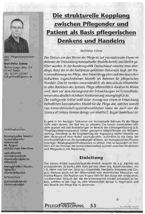 Vorschauseite 1: Die strukturelle Kopplung zwischen Pflegender und Patient als Basis pflegerischen Denkens und Handelns