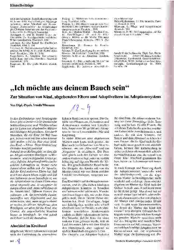 Vorschauseite 1: Ich möchte aus deinem Bauch sein Zur Situation von Kind, abgebenden Eltern und Adoptiveltern