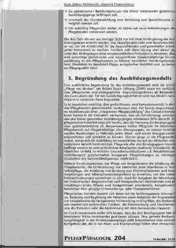 Vorschauseite 4: Modellprojekt Integrative Pflegeausbildung