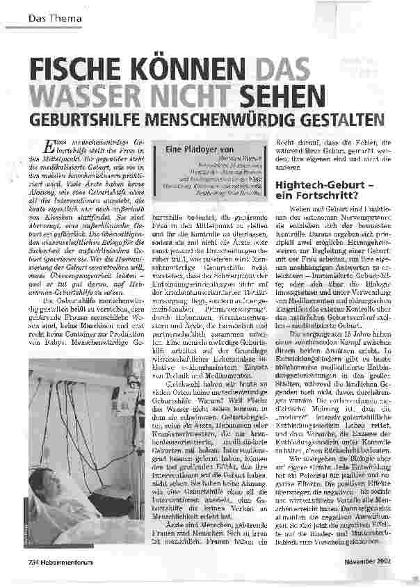 Vorschauseite 1: Fische können das Wasser nicht sehenGeburtshilfe menschenwürdig gestalten