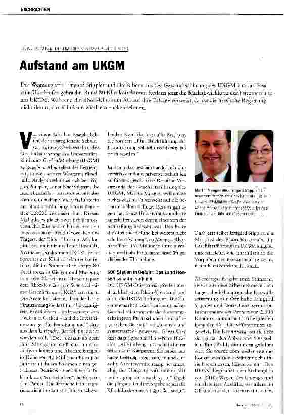 Vorschauseite 1: Aufstand am UKGM