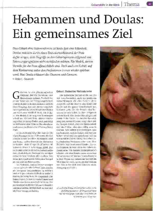 Vorschauseite 1: Hebammen und Doulas Ein gemeinsames Ziel