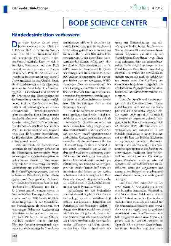 Vorschauseite 1: Händedesinfektion verbessern