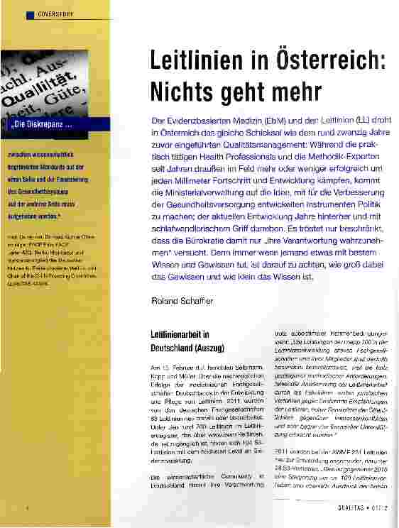 Vorschauseite 1: Leitlinien in Osterreich: Nichts geht mehr