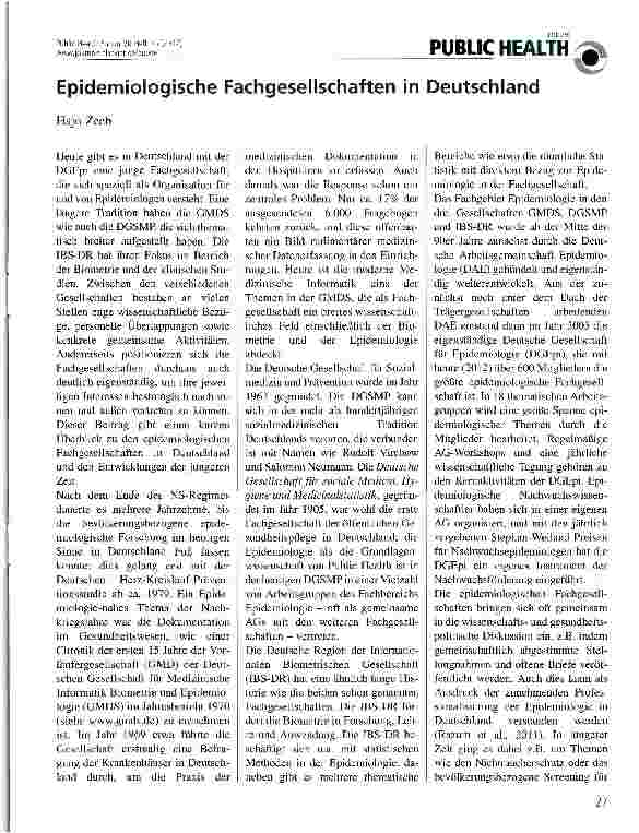 Vorschauseite 1: Epidemiologische Fachgesellschaften in Deutschland
