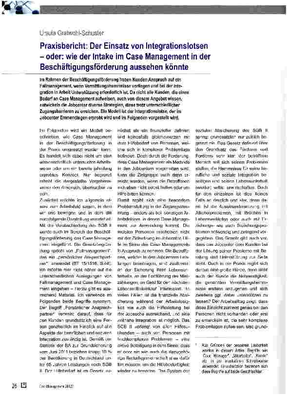 Vorschauseite 1: Praxisbericht: Der Einsatz von Integrationslotsen - oder: wie der Intake im Case Management in der Beschäftigungsförderung aussehen könnte