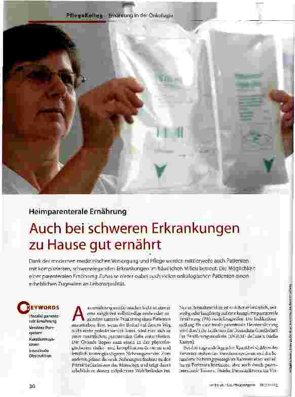 Vorschauseite 1: Auch bei schweren Erkrankungen zu Hause gut ernährt
