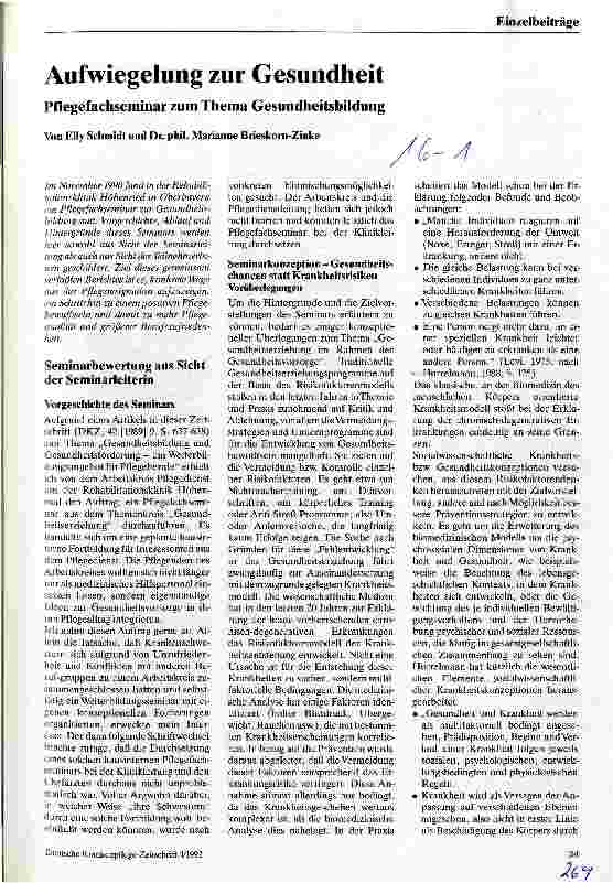 Vorschauseite 1: Aufwiegelung zur Gesundheit Pflegefachseminar zum Thema Gesundheitsbildung