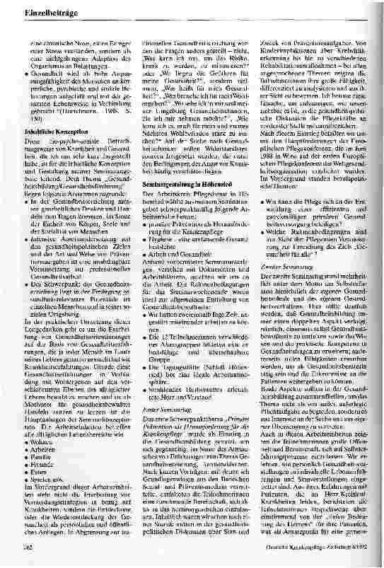 Vorschauseite 2: Aufwiegelung zur Gesundheit Pflegefachseminar zum Thema Gesundheitsbildung