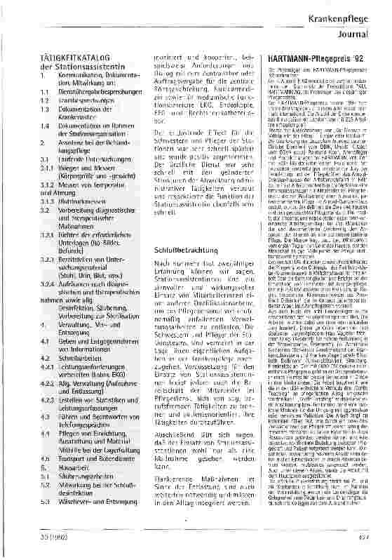 Vorschauseite 3: Eine gezielte Maßnahme zur Entlastung des Pflegedienstes Einsatz von Stationsassistentinnen