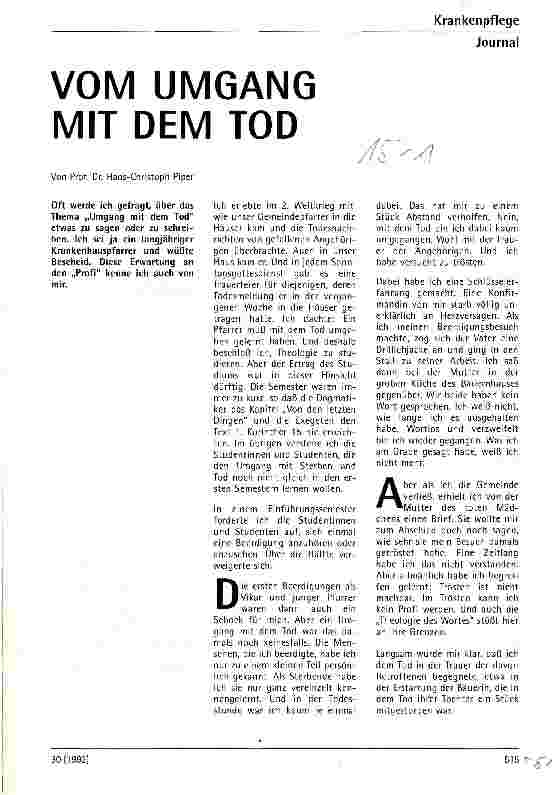 Vorschauseite 1: Vom Umgang mit dem Tod